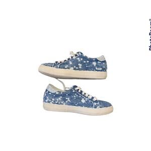 EUC THE SHOE BOX DENIM WHITE SPLATTER SNEAKERS SIZE 39